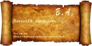 Bencsik Agapion névjegykártya